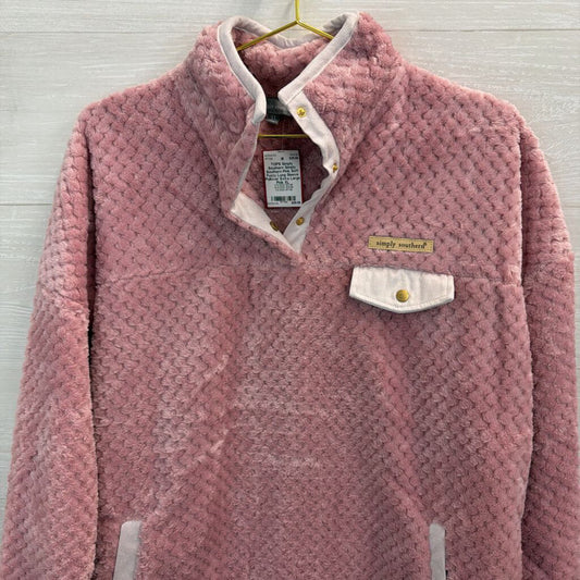 Simply Southern Pink Soft Fuzzy Long Sleeve Pullover Extra Large