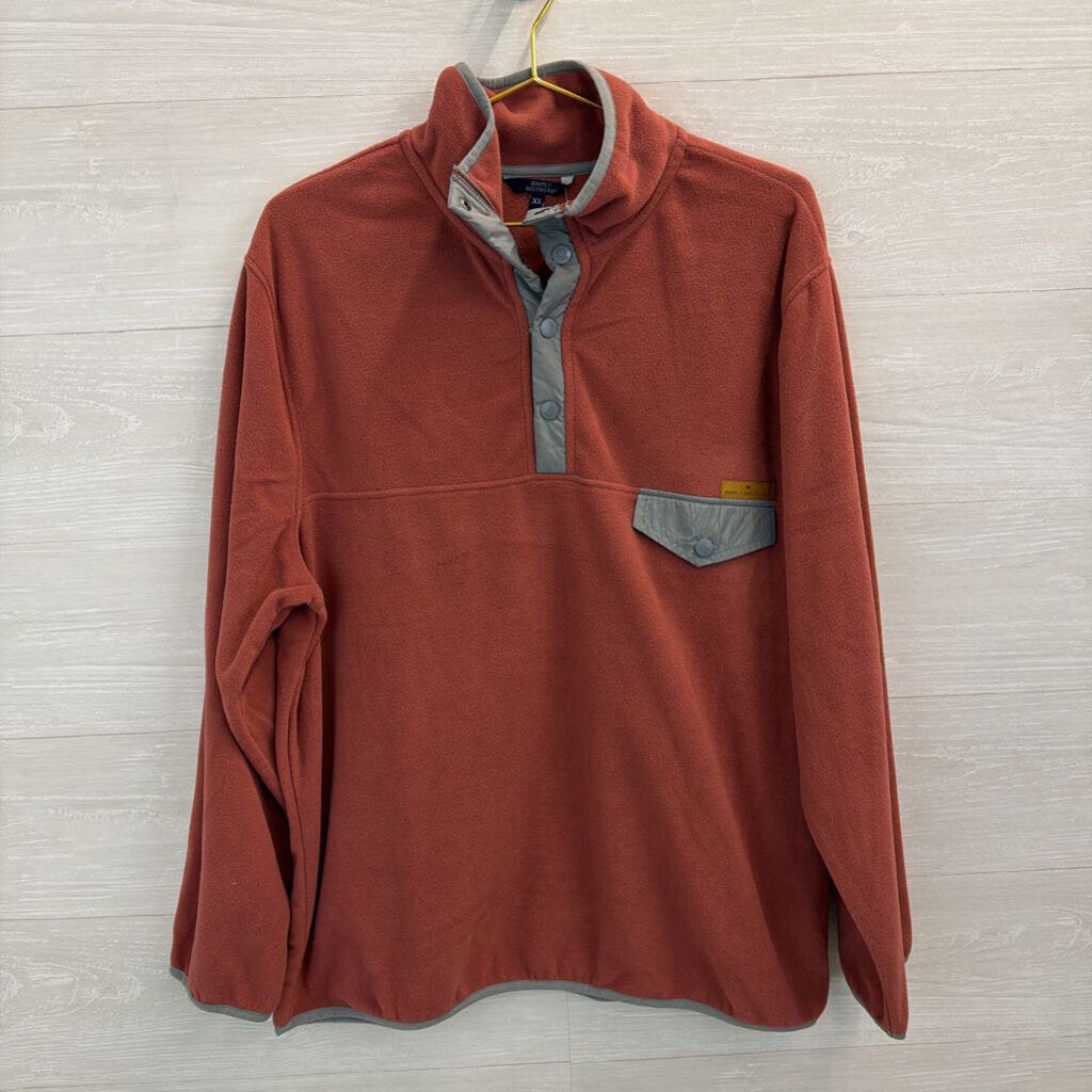Simply Southern Orange/ Grey Fleece Long Sleeve Pullover Extra Large