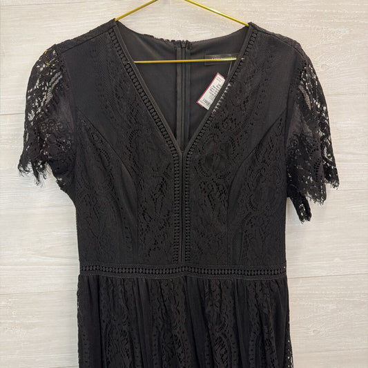 Merokeety Black Lace Short Sleeve Maxi Dress Extra Large