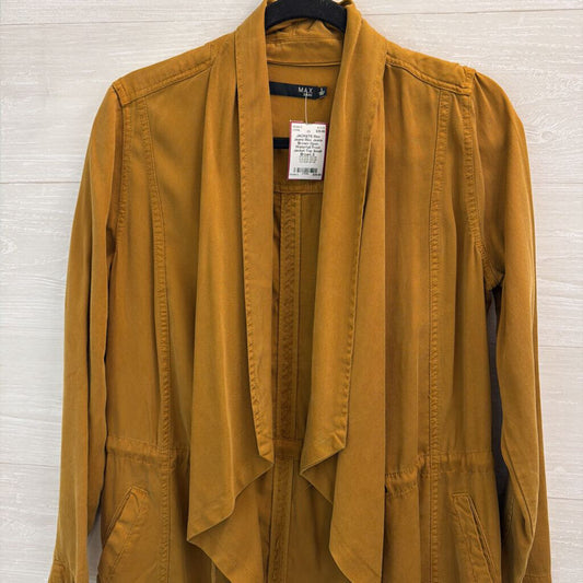 Max Jeans Brown Open Waterfall Front Jacket Top Small