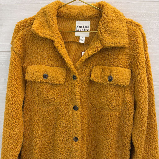 New York Laundry Golden Yellow Fuzzy Sherpa Shacket Medium