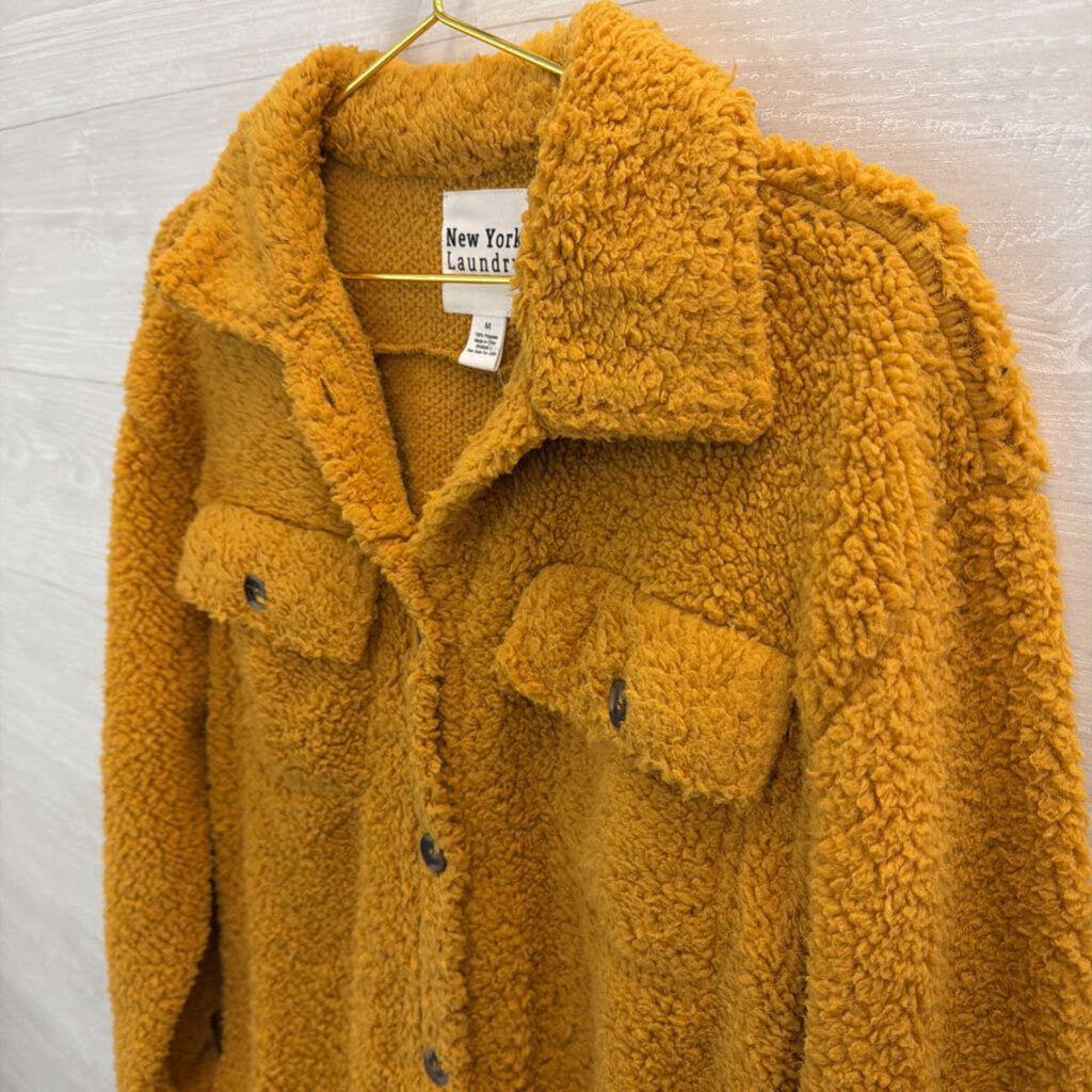 New York Laundry Golden Yellow Fuzzy Sherpa Shacket Medium
