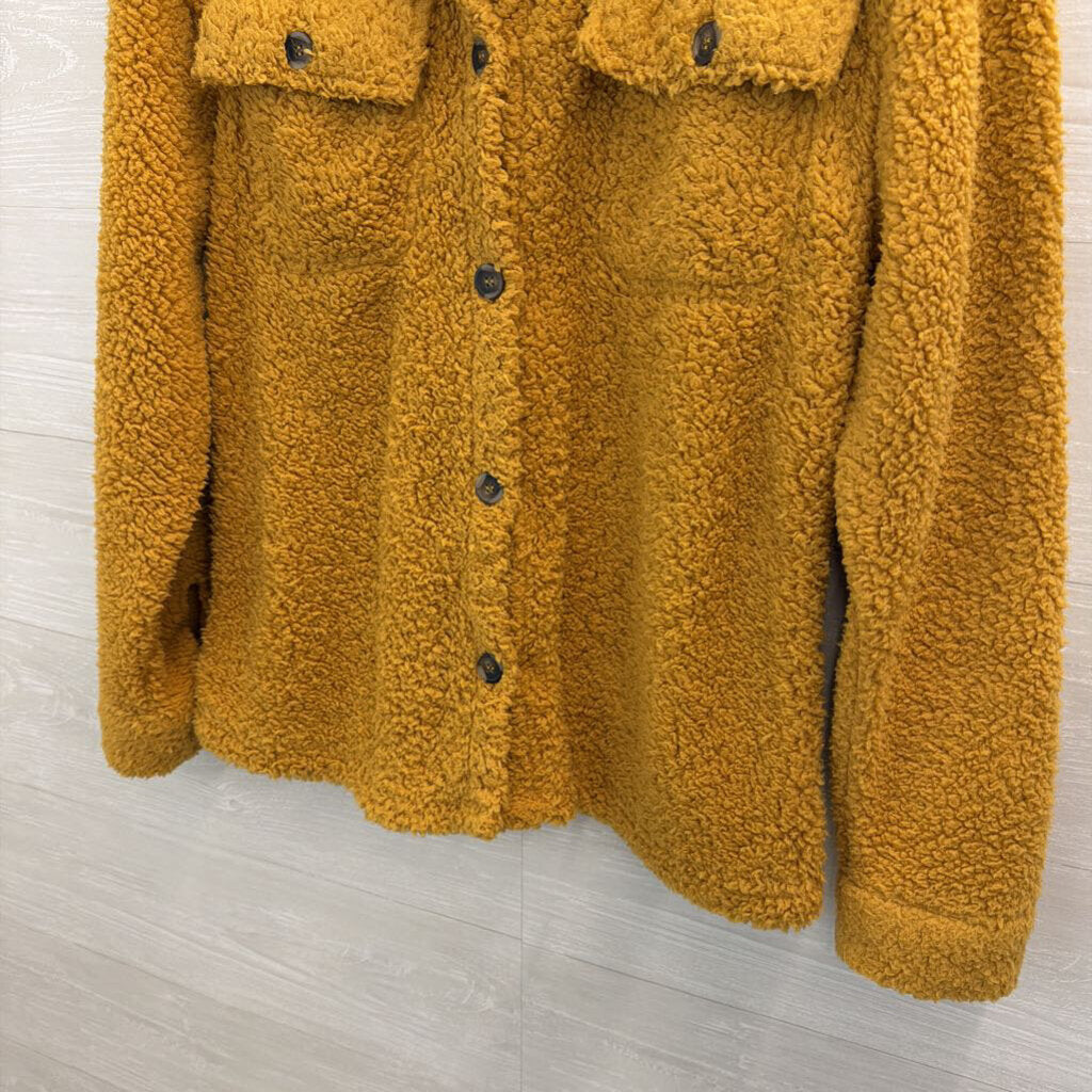 New York Laundry Golden Yellow Fuzzy Sherpa Shacket Medium