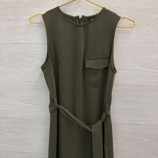 Who What Wear Green Sleeveless Tie Waist Midi Dress Extra Small