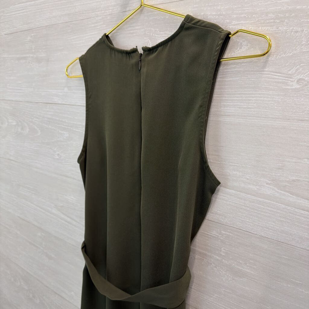 Who What Wear Green Sleeveless Tie Waist Midi Dress Extra Small