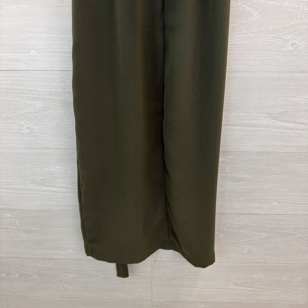 Who What Wear Green Sleeveless Tie Waist Midi Dress Extra Small