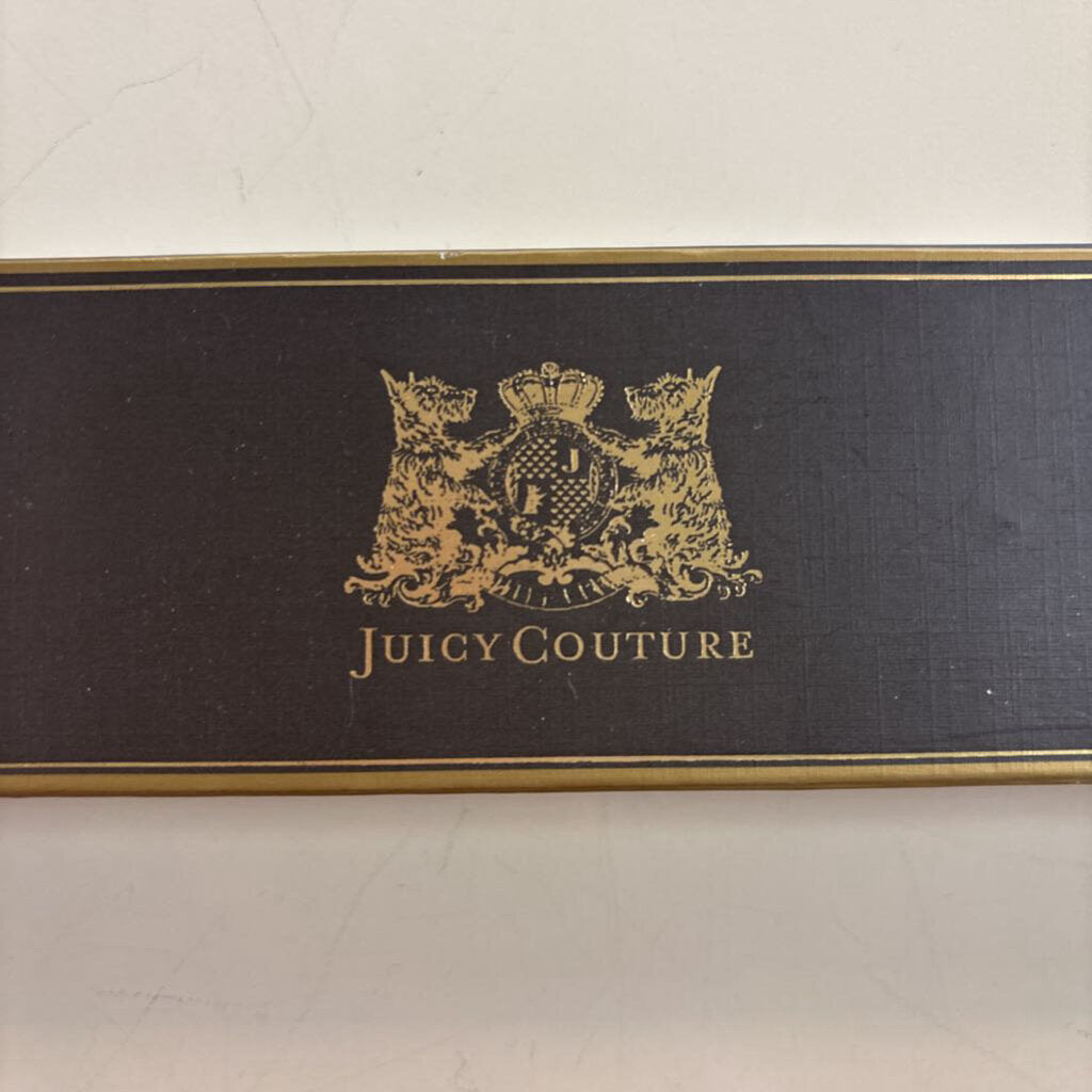 Juicy Couture Silver Curb Link Pave Crystal Heart Charm Bracelet