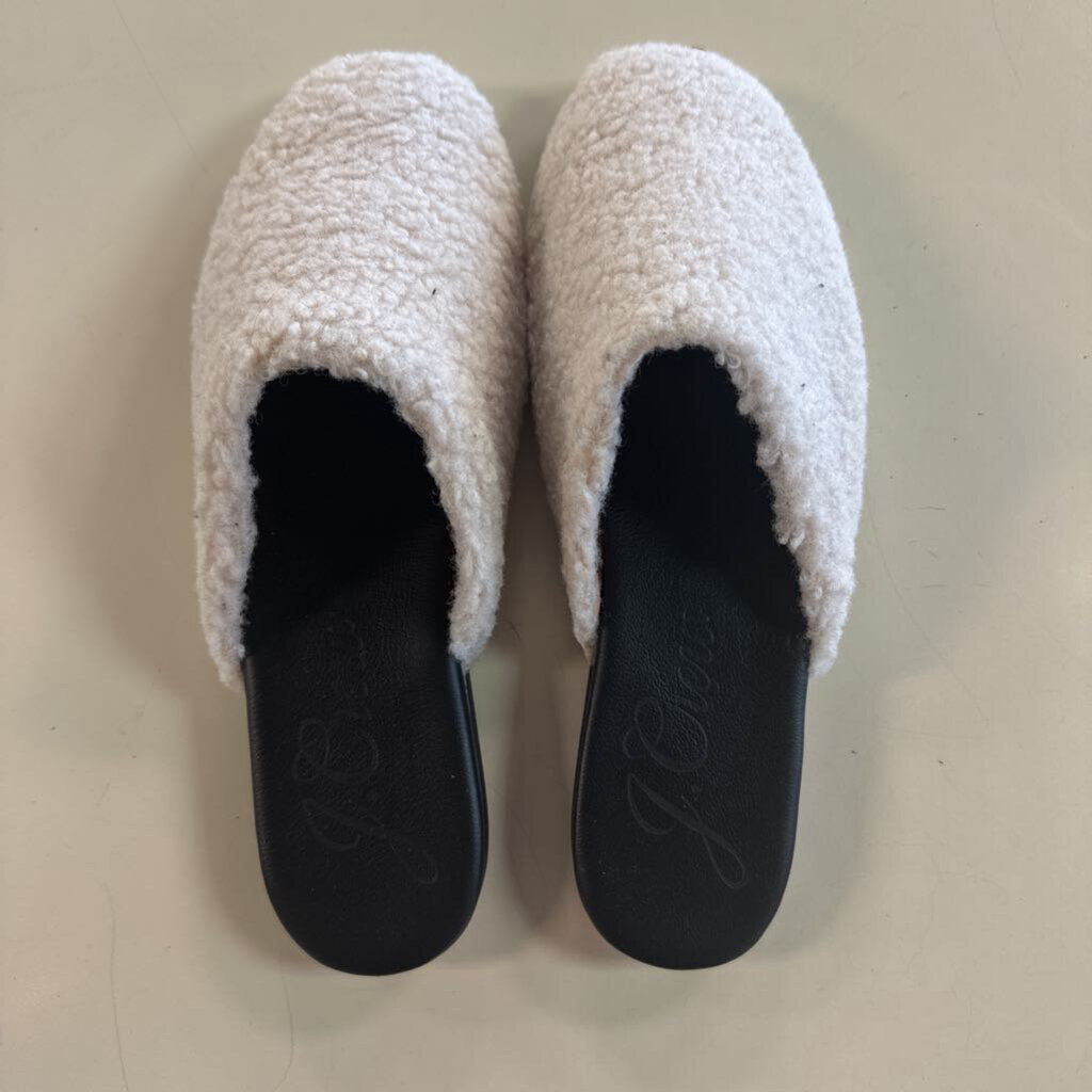 J Crew Dusty Ivory Faux Shearling Mules 9