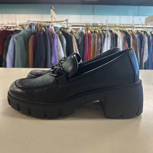 Madden Girl Black Hoxtonn Chunky Platform Loafers 9