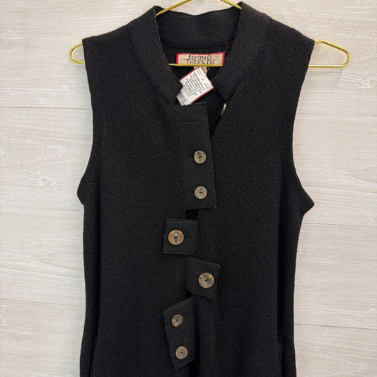 Beyond Threads Black Knit Button Front Sleeveless Dress Small