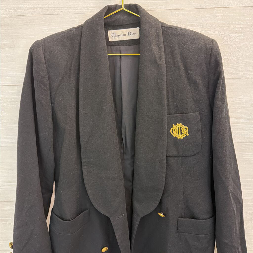 Christian Dior Black/ Gold Double Breasted Blazer Jacket 6
