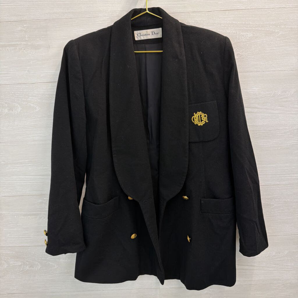Christian Dior Black/ Gold Double Breasted Blazer Jacket 6