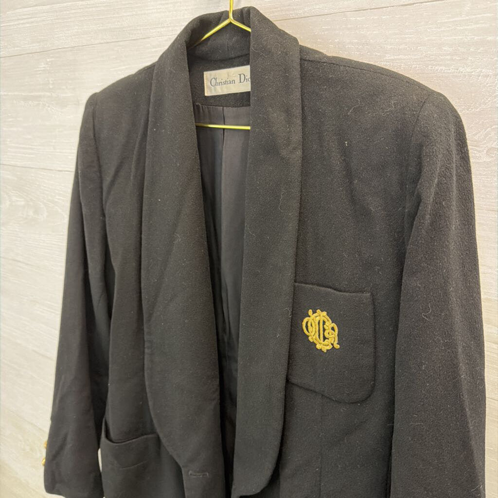 Christian Dior Black/ Gold Double Breasted Blazer Jacket 6