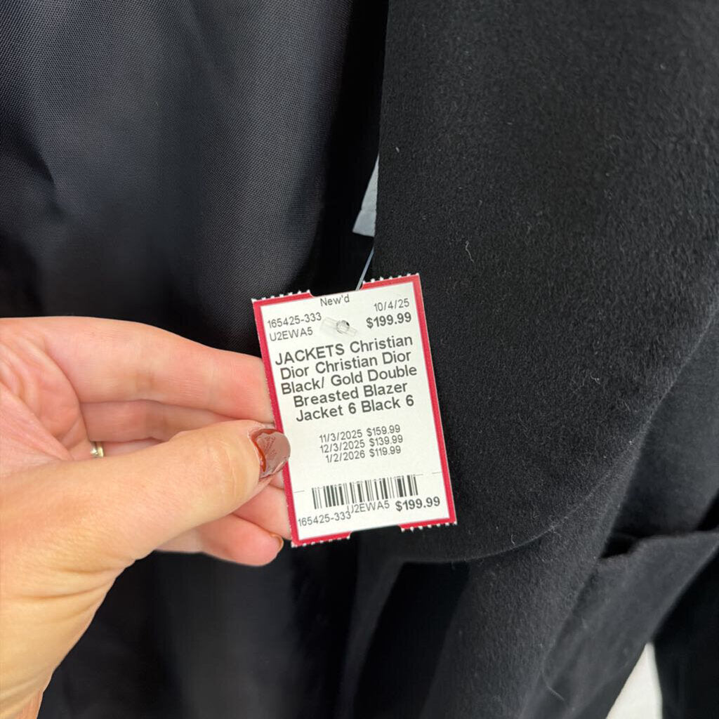 Christian Dior Black/ Gold Double Breasted Blazer Jacket 6