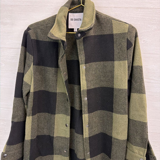 BB Dakota Green/ Black Gingham Long Shacket Extra Small