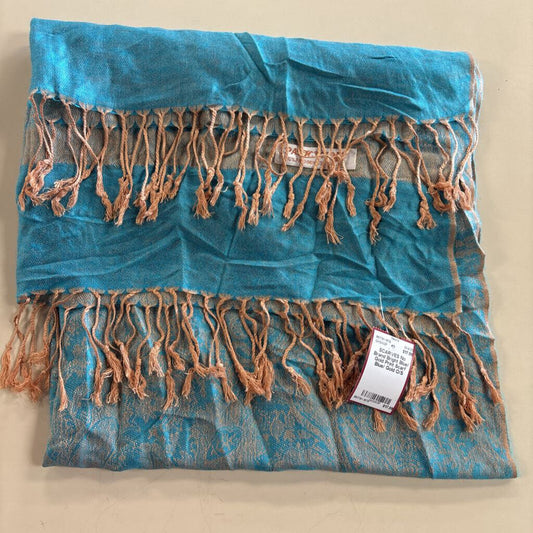 Bright Blue/ Gold Print Scarf