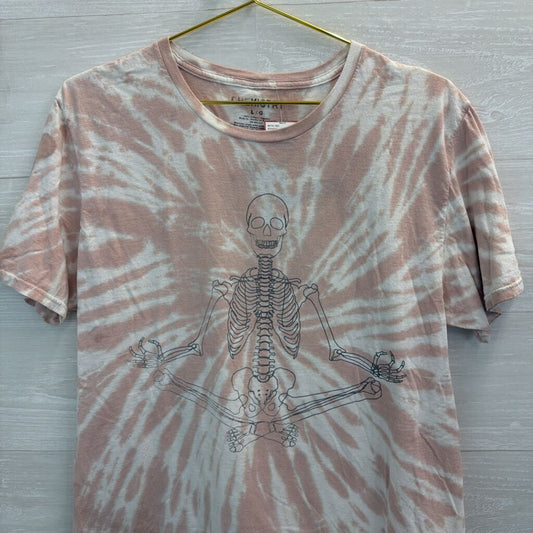 Chemistry Pink/ White Tie Dye Skeleton Short Sleeve Graphic Tee Large