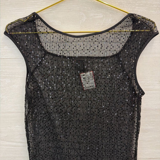 The Limited Black Sheer Shimmer Cap Sleeve Top Large
