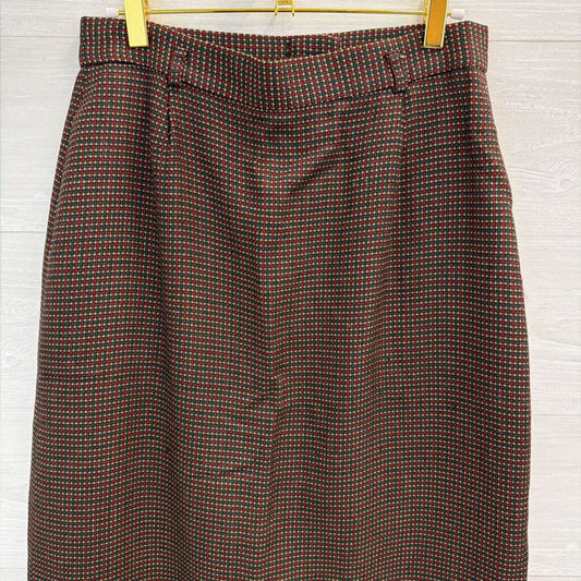 Vintage David Brooks Black/ Red Print Midi Skirt 10