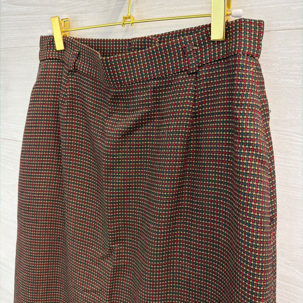 Vintage David Brooks Black/ Red Print Midi Skirt 10