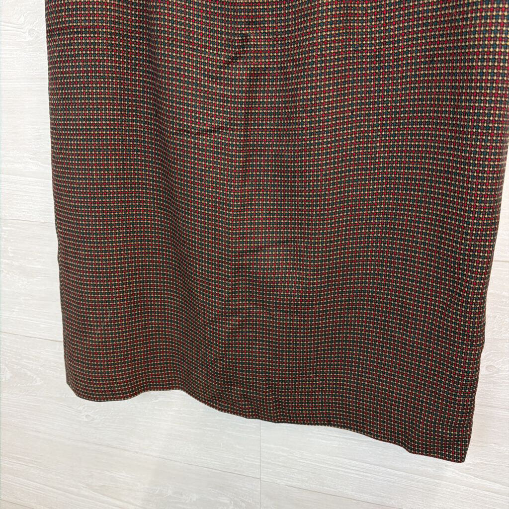 Vintage David Brooks Black/ Red Print Midi Skirt 10