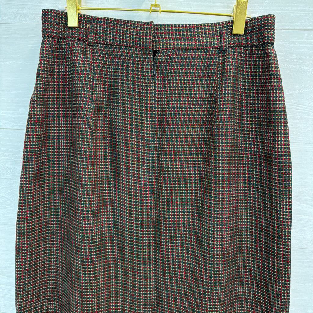 Vintage David Brooks Black/ Red Print Midi Skirt 10
