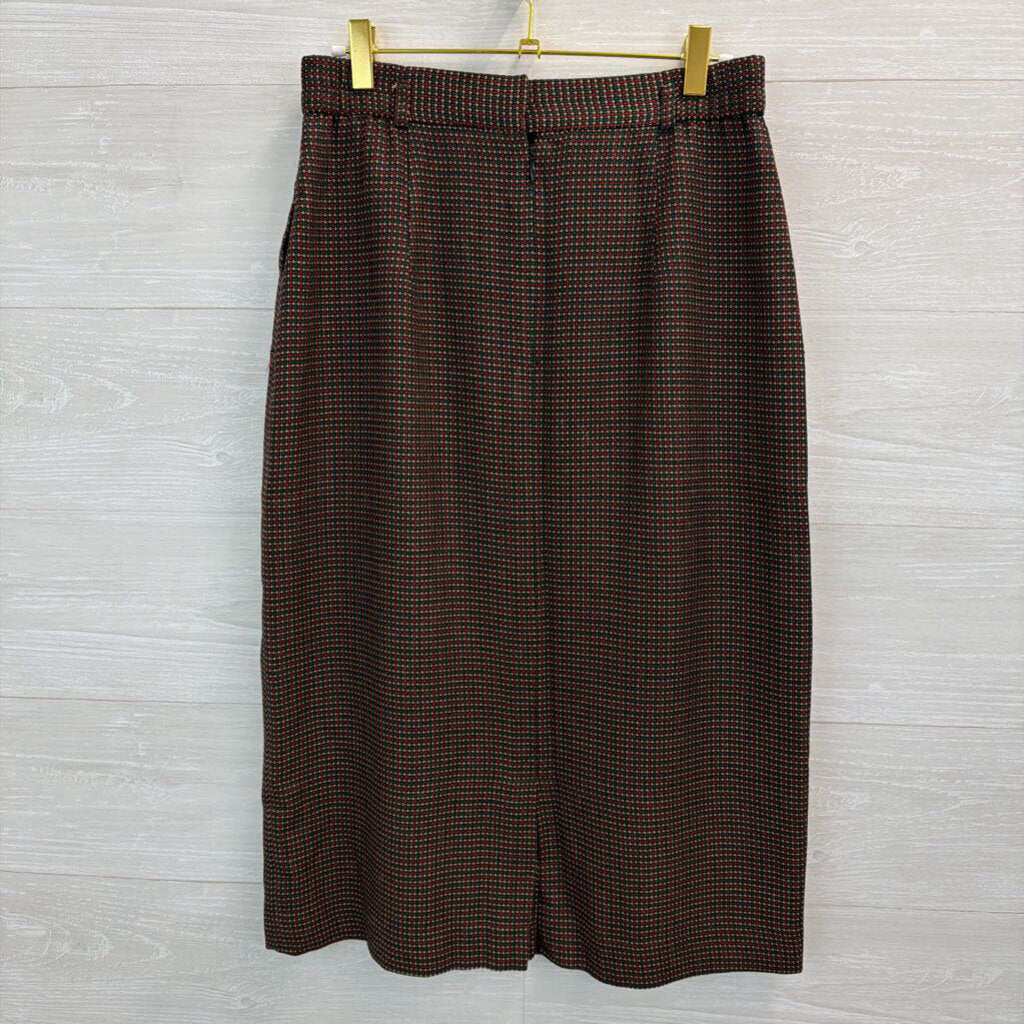 Vintage David Brooks Black/ Red Print Midi Skirt 10