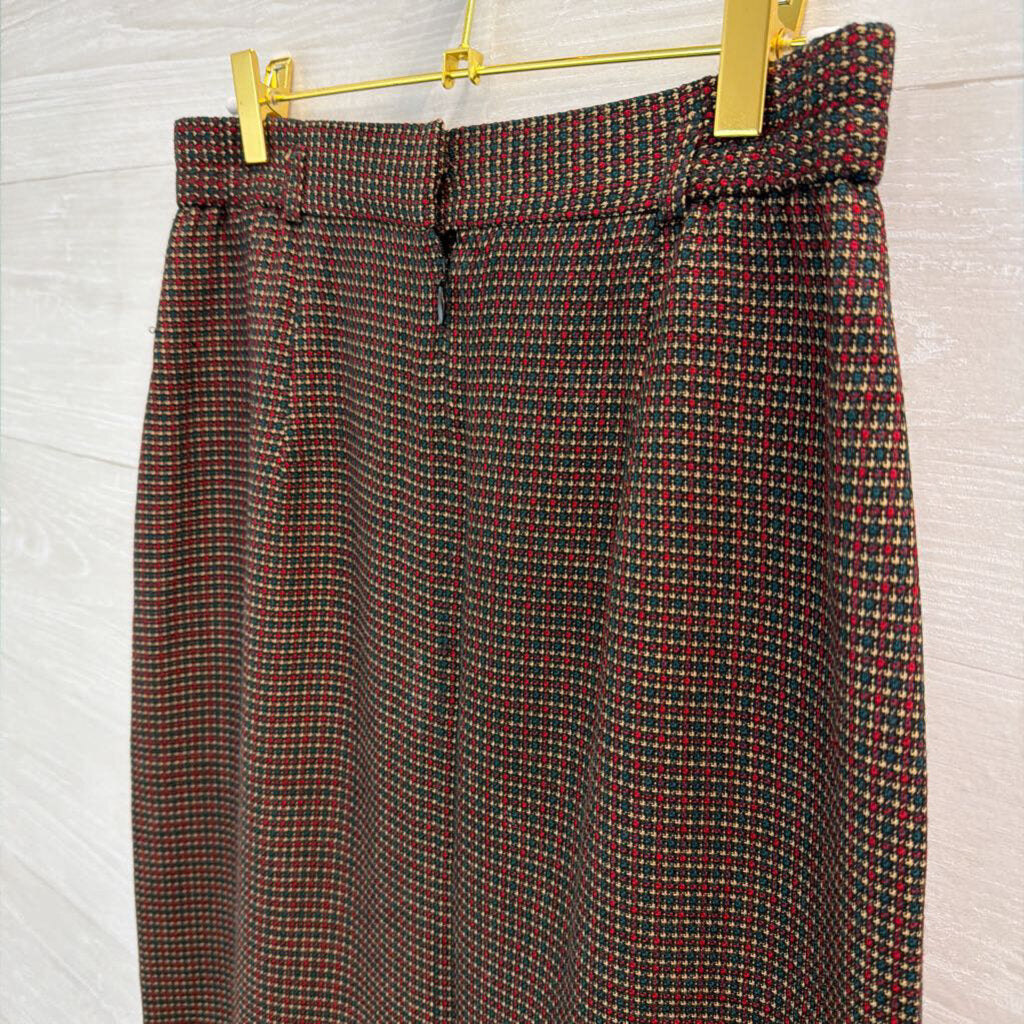 Vintage David Brooks Black/ Red Print Midi Skirt 10