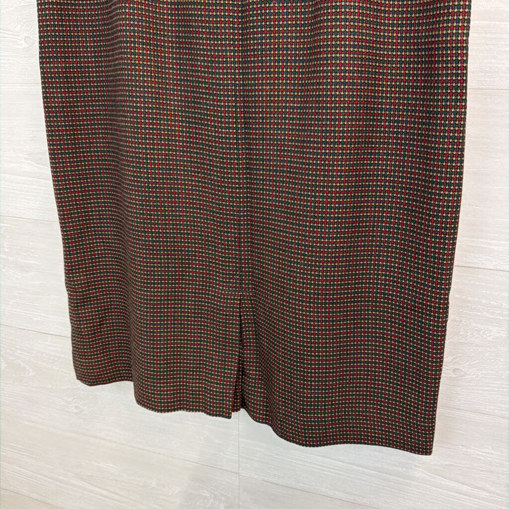 Vintage David Brooks Black/ Red Print Midi Skirt 10