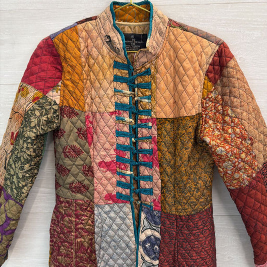 Sacred Threads Brown/ Multi Quilted Print Long Jacket Small/ Medium