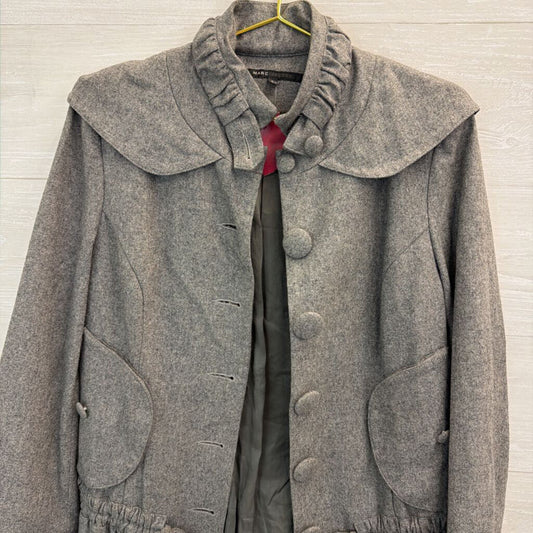 Marc Jacobs Grey Ruffle Hem Button Front Wool Blend Jacket 6