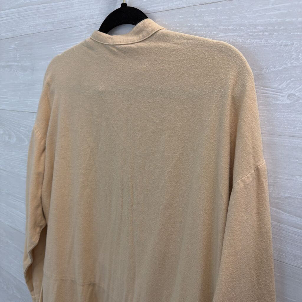 Black Crane Beige Long Sleeve Wide Leg Jumpsuit Large