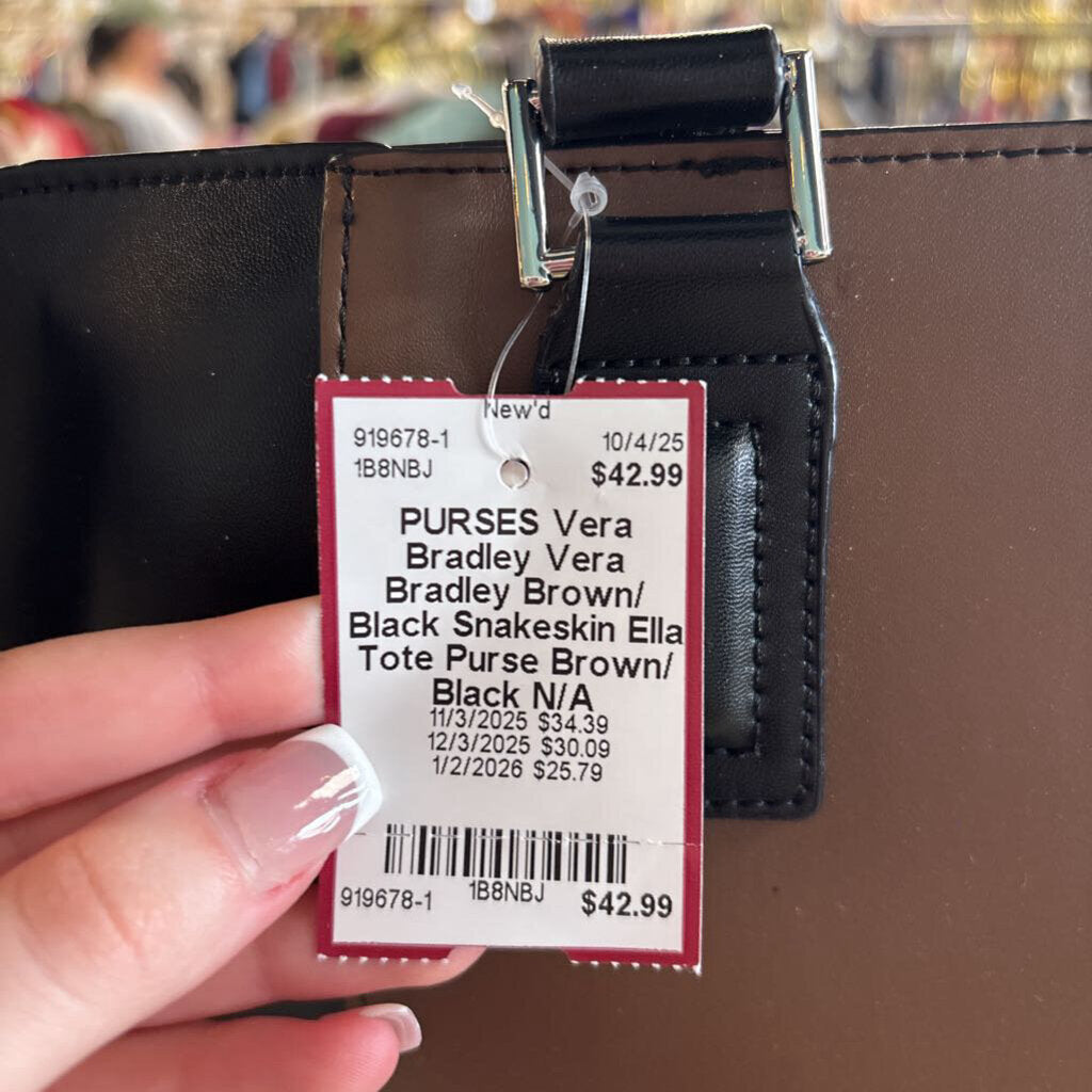 Vera Bradley Brown/ Black Snakeskin Ella Tote Purse