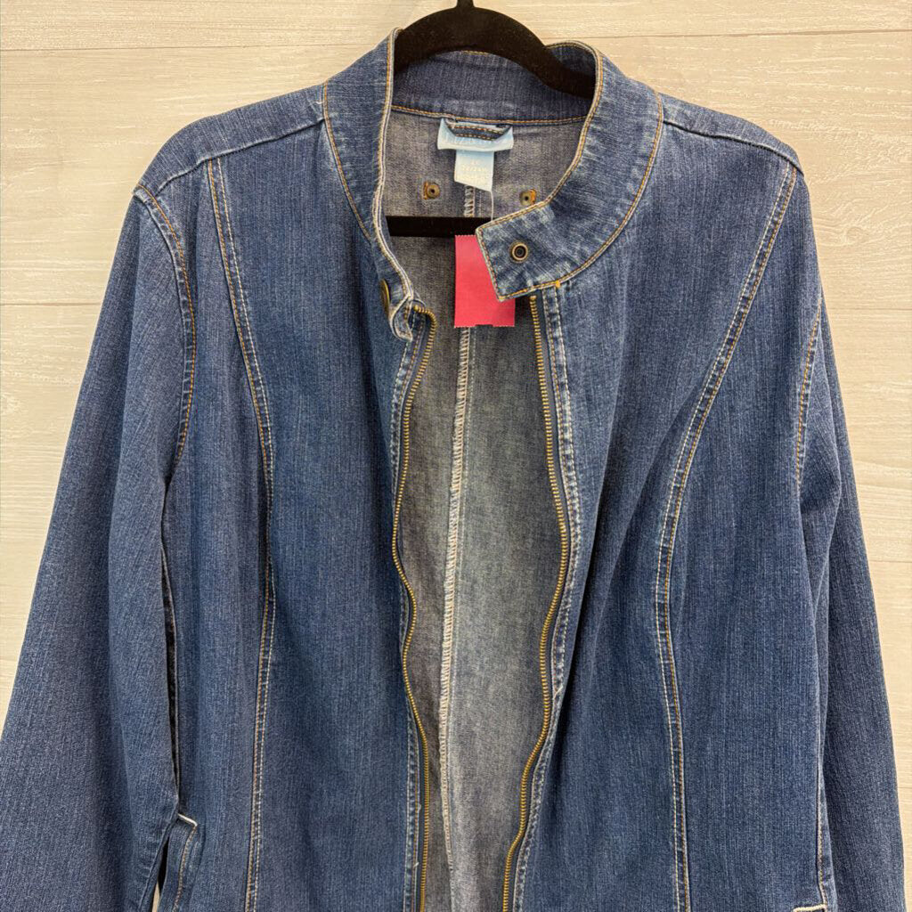 Liz and Me Blue Denim Moto Jacket 2X