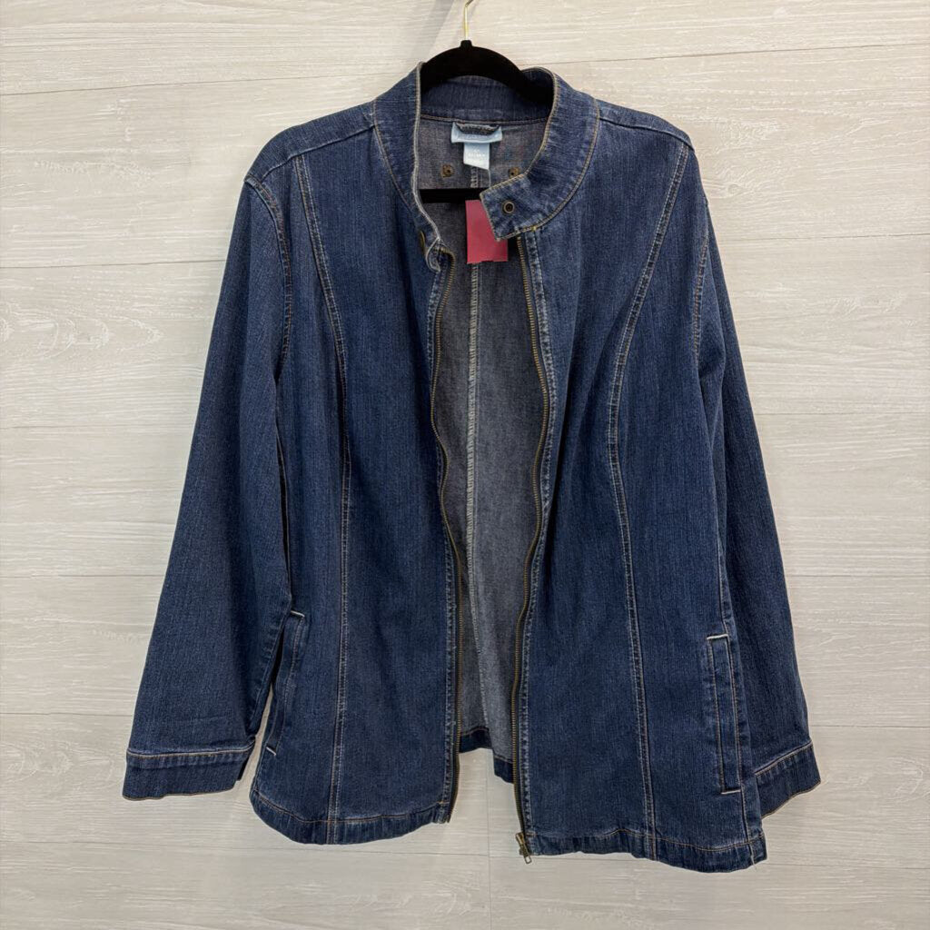Liz and Me Blue Denim Moto Jacket 2X