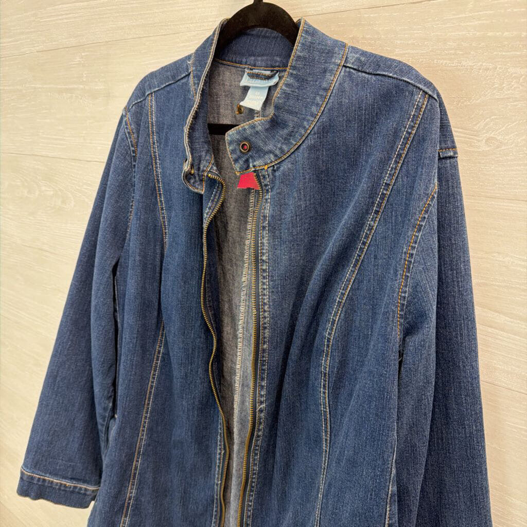 Liz and Me Blue Denim Moto Jacket 2X