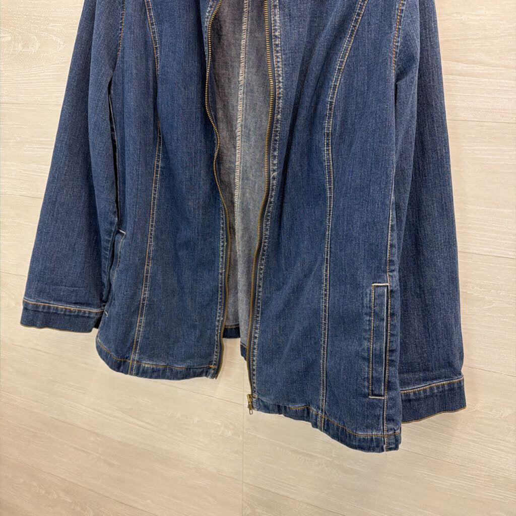 Liz and Me Blue Denim Moto Jacket 2X