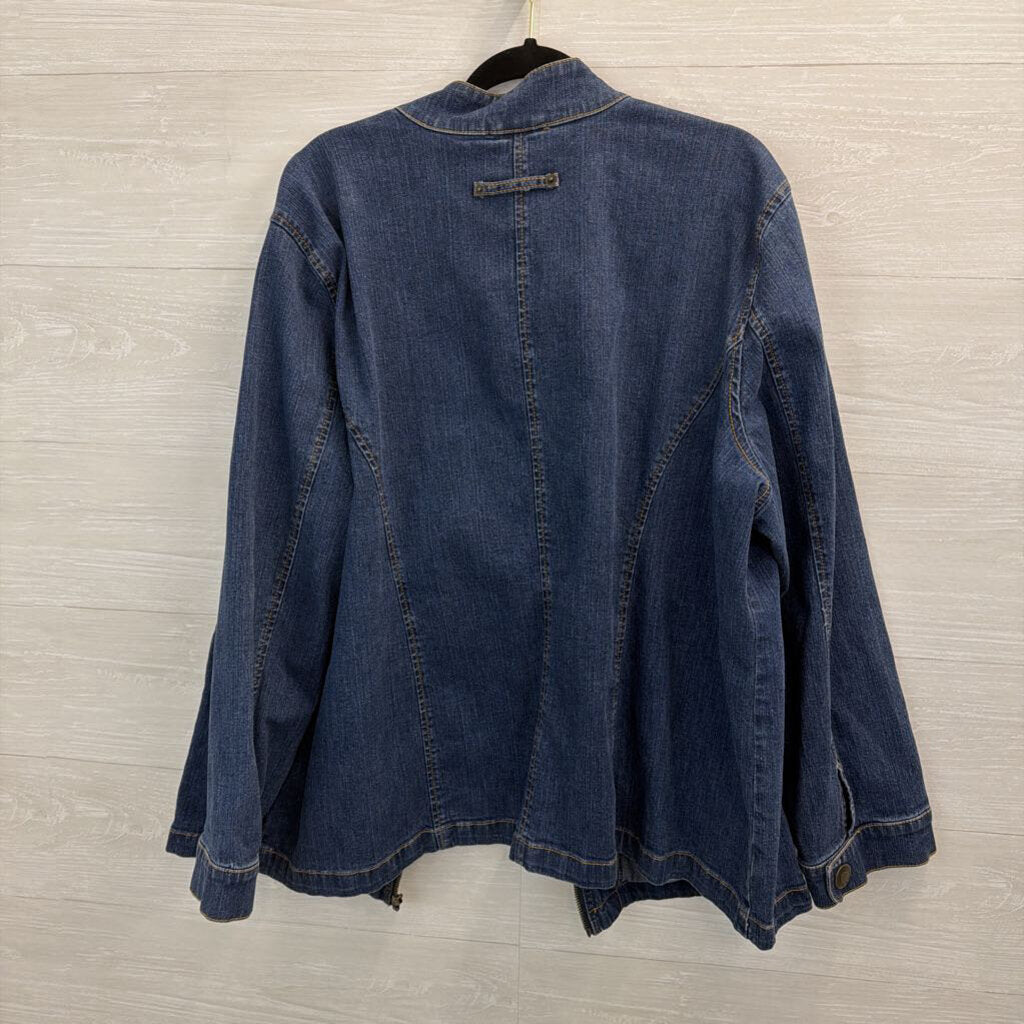 Liz and Me Blue Denim Moto Jacket 2X