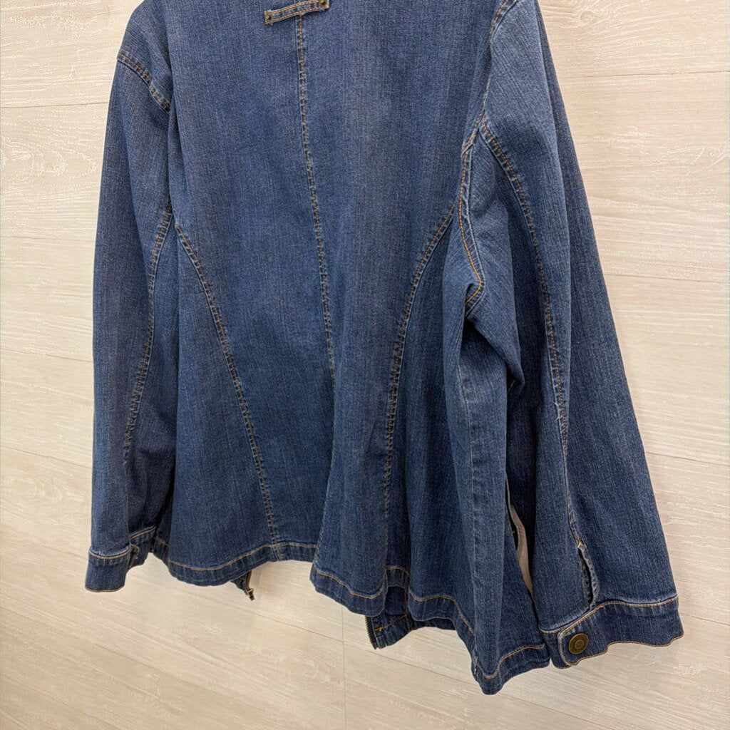 Liz and Me Blue Denim Moto Jacket 2X