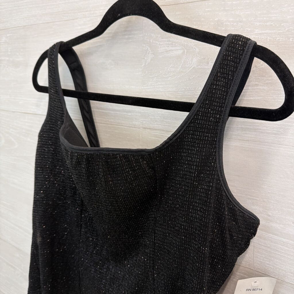 MSK Black Shimmer Corset Style Tank Top Extra Large
