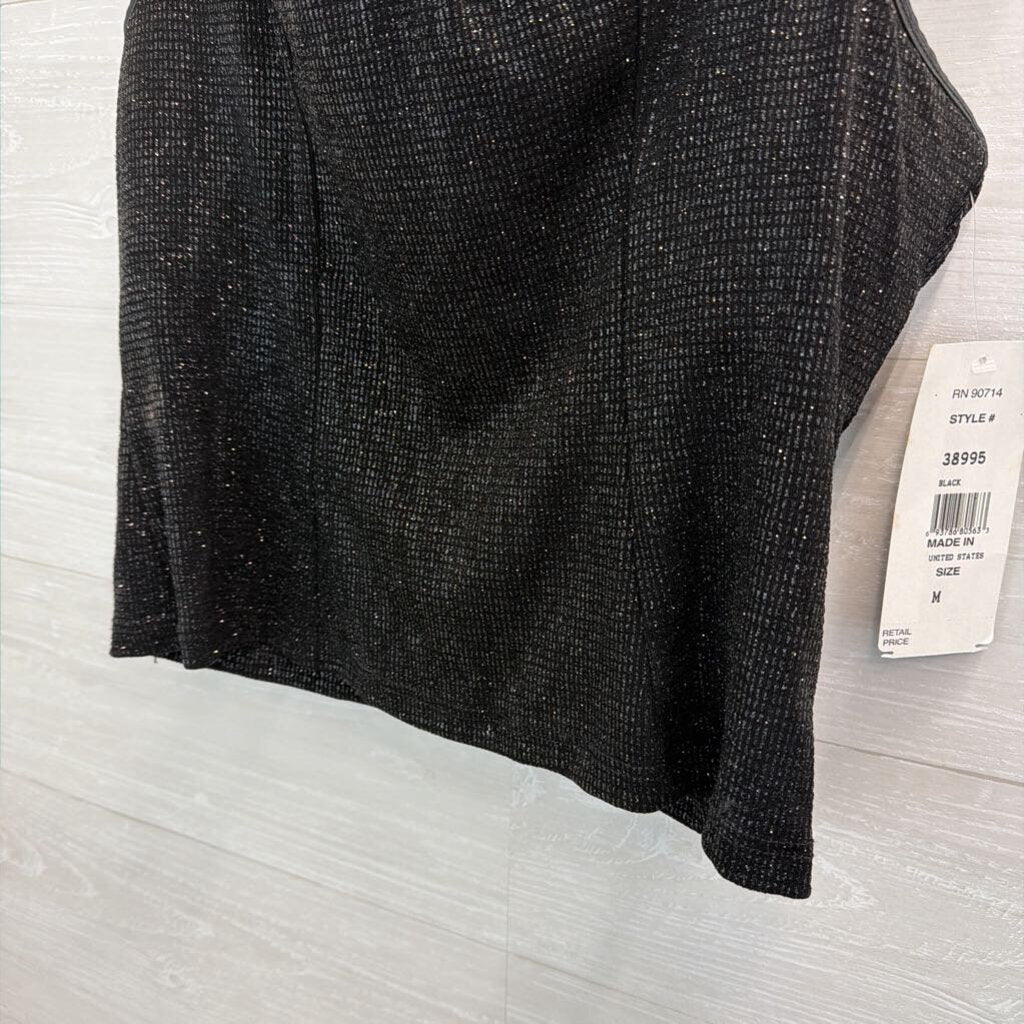 MSK Black Shimmer Corset Style Tank Top Extra Large