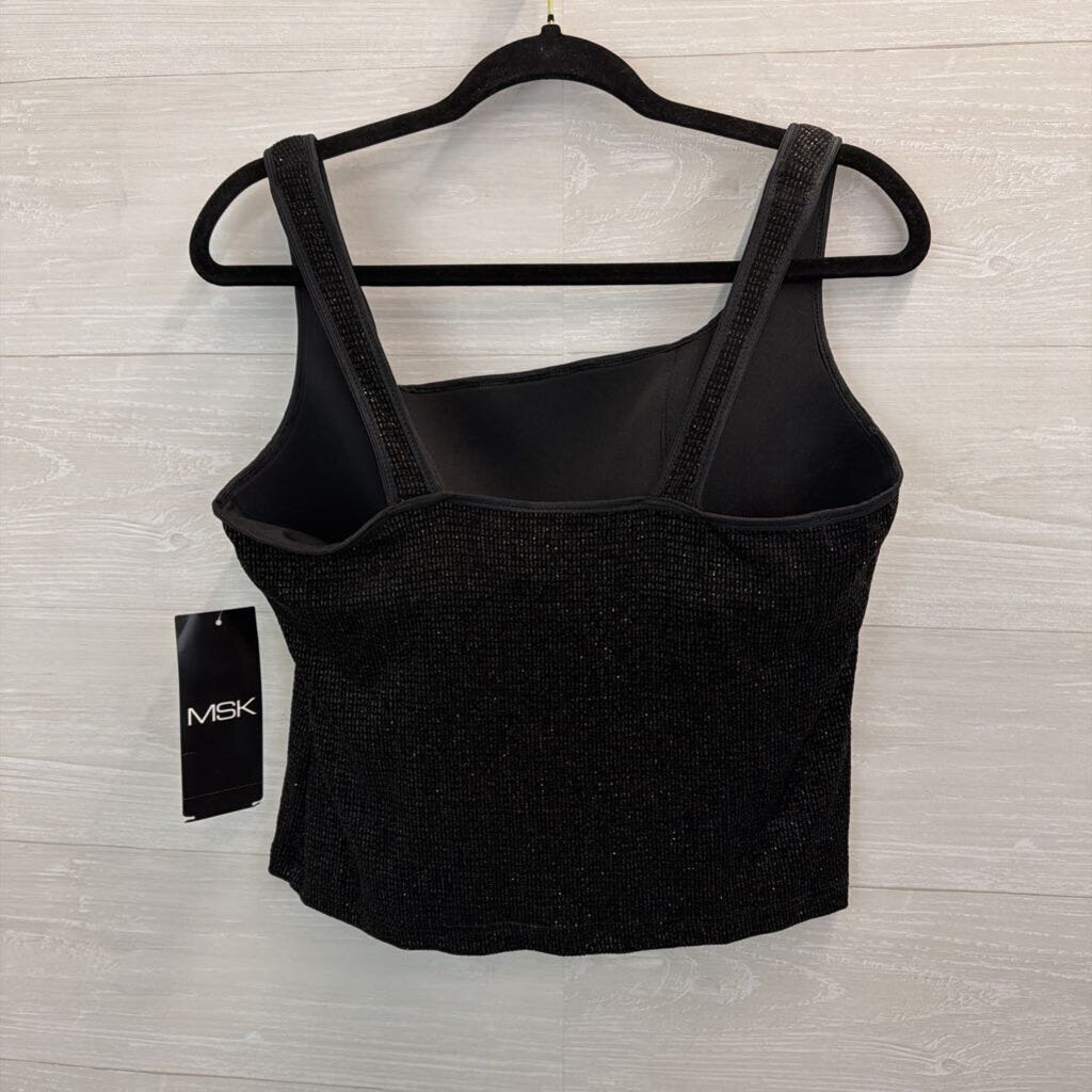 MSK Black Shimmer Corset Style Tank Top Extra Large