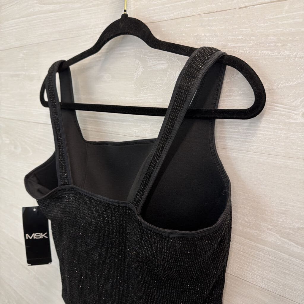 MSK Black Shimmer Corset Style Tank Top Extra Large