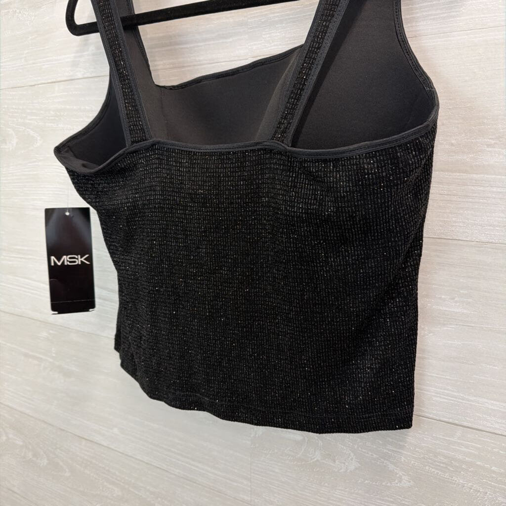 MSK Black Shimmer Corset Style Tank Top Extra Large