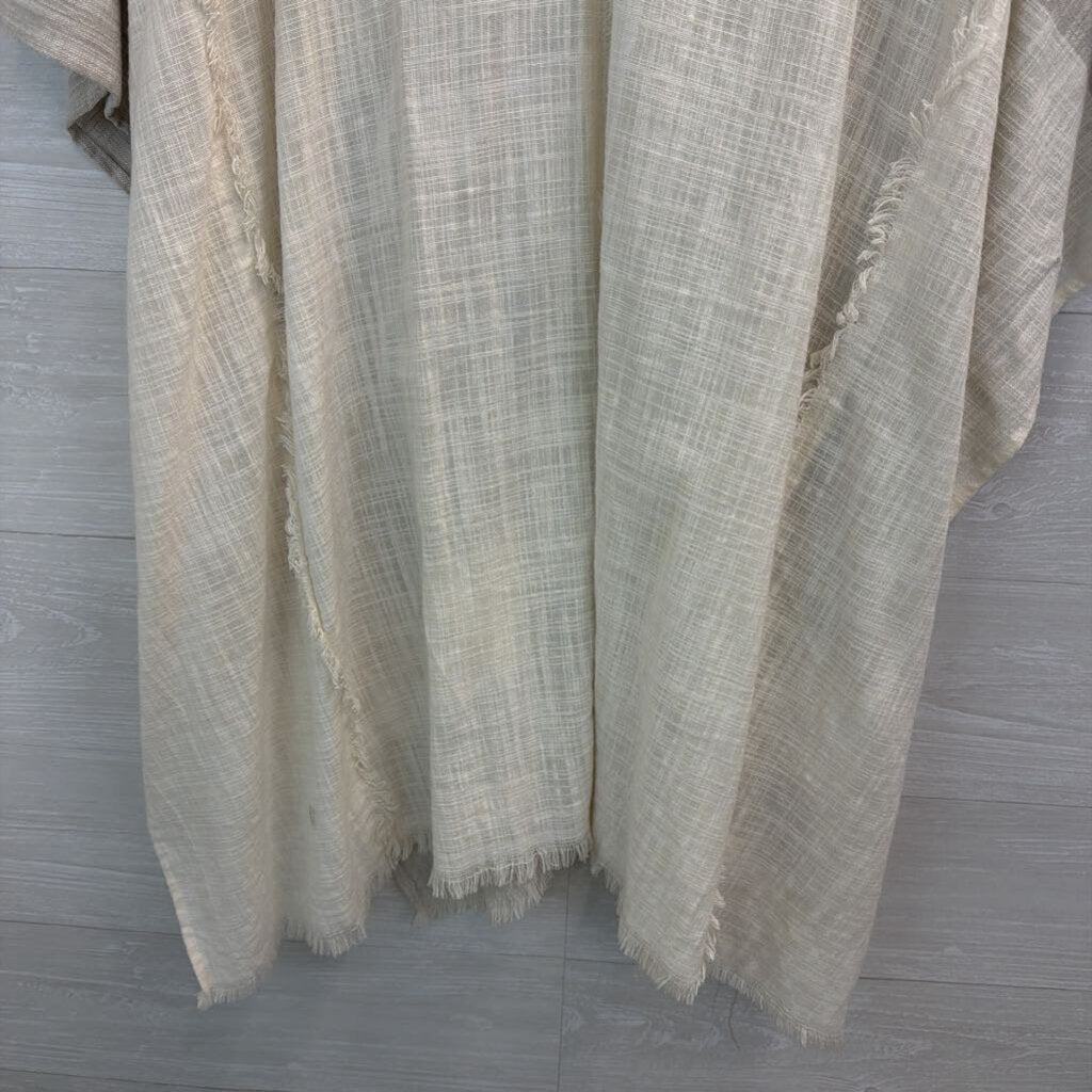 Beige/ Grey Cotton Open Front Kimono Top One Size