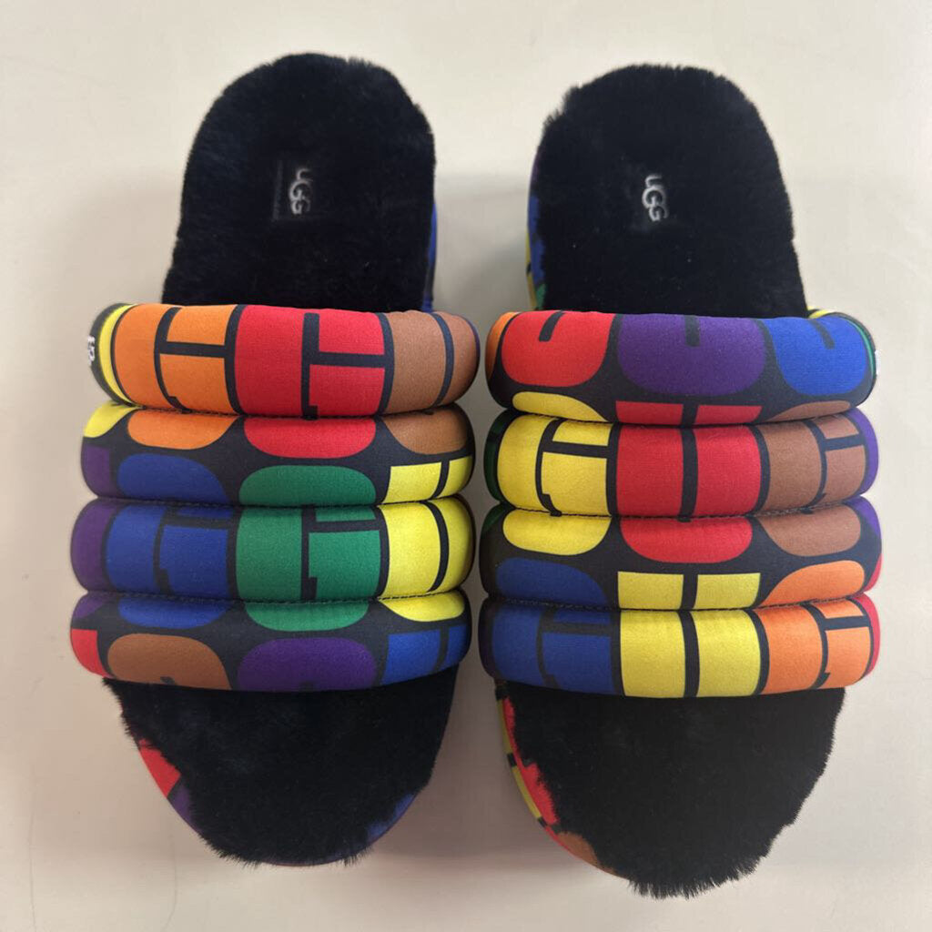 Ugg Black/ Multi Pride Maxi Slide Slippers 9