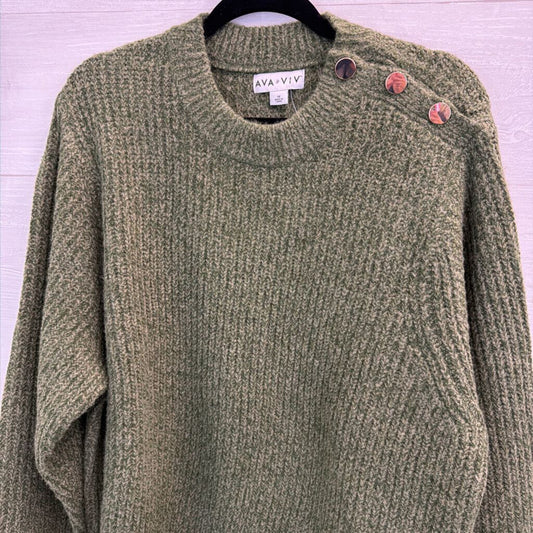 Ava and Viv Green Knit Long Sleeve Sweater Top 1X