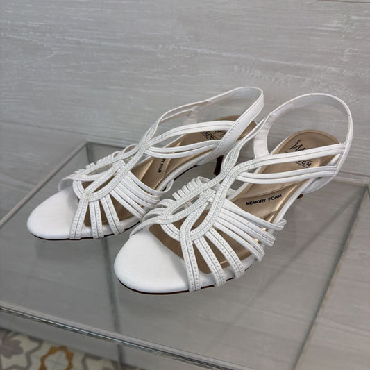 Impo White Strappy Sandal Heels 8