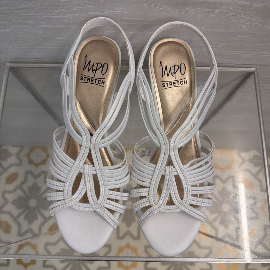 Impo White Strappy Sandal Heels 8