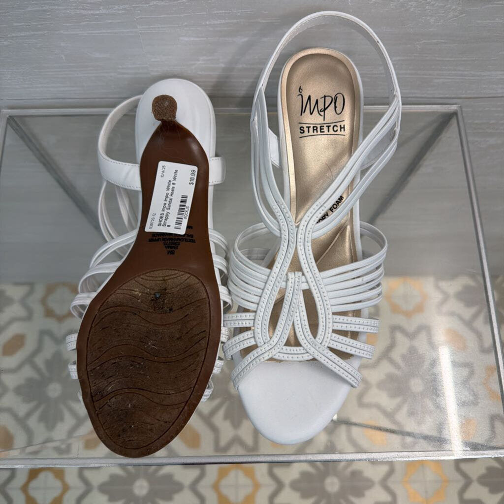 Impo White Strappy Sandal Heels 8